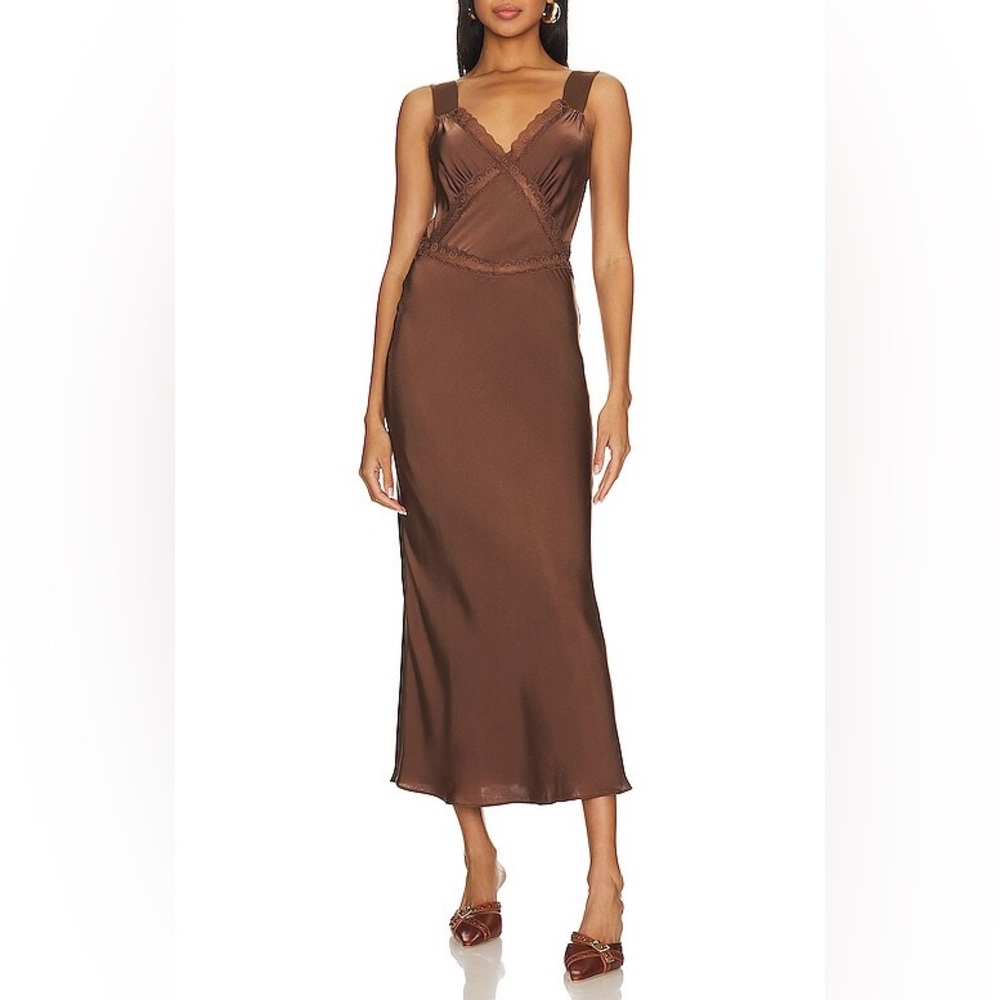 Emory Lace Slip Dress In Chocolate - Picture 4 of 4